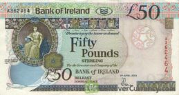 Bank of Ireland 50 Pounds banknote (Queen's University) obverse accepted for exchange