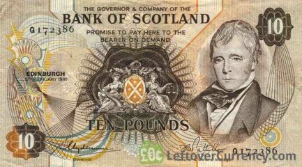 Bank of Scotland 10 Pounds banknote - 1970-1994 series obverse accepted for exchange