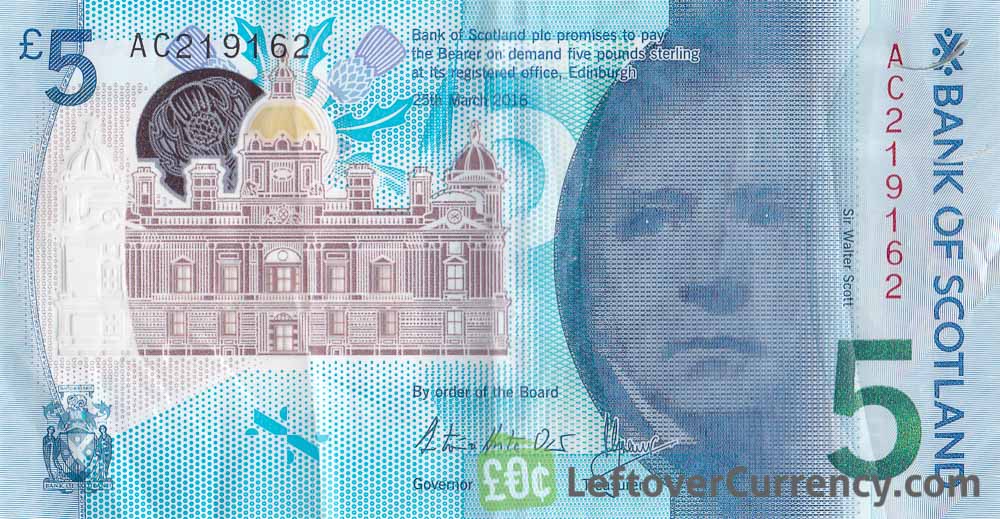 Bank of Scotland 5 pounds 2015 obverse