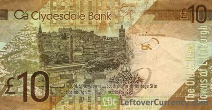 Clydesdale Bank 10 Pounds banknote reverse accepted for exchange
