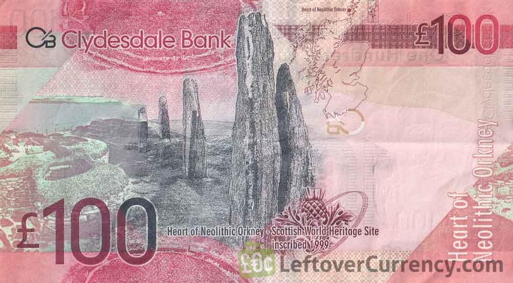 Clydesdale Bank 100 Pounds Exchange yours for cash today