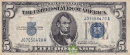 Five Dollars Silver Certificate blue seal obverse accepted for exchange