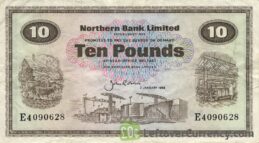 Northern Bank 10 Pounds banknote - series 1970-1988 obverse accepted for exchange