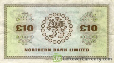 Northern Bank 10 Pounds banknote - series 1970-1988 reverse accepted for exchange