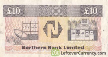 Northern Bank 10 Pounds banknote - series 1988-1996 reverse accepted for exchange