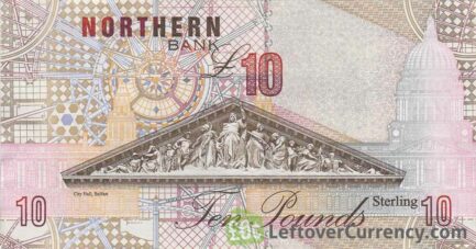 Northern Bank 10 Pounds banknote (series 1997-1999) reverse accepted for exchange