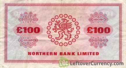 northern bank 100 pounds banknote series 1970-1980 reverse