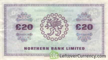 Northern Bank 20 Pounds banknote - series 1970-1988 reverse accepted for exchange