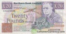 Northern Bank 20 Pounds banknote (series 1988-1996) obverse accepted for exchange