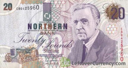 Northern Bank 20 Pounds banknote - series 1997-1999 obverse accepted for exchange