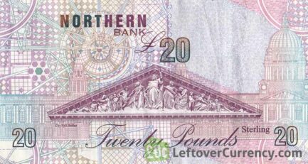 Northern Bank 20 Pounds banknote - series 1997-1999 reverse accepted for exchange