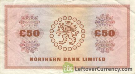 Northern Bank 50 Pounds banknote - series 1970-1981 reverse accepted for exchange