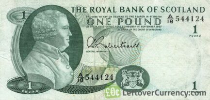 The Royal Bank of Scotland 1 Pound banknote - 1967 series obverse accepted for exchange