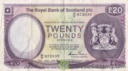 The Royal Bank of Scotland limited 20 Pounds banknote - 1982-1985 series-obverse accepted for exchange