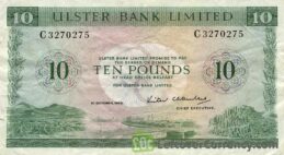 Ulster Bank Limited 10 Pounds banknote - series 1971-1989 obverse accepted for exchange