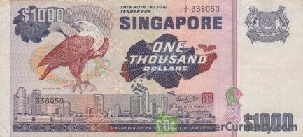 1000 Singapore Dollars banknote obverse accepted for exchange