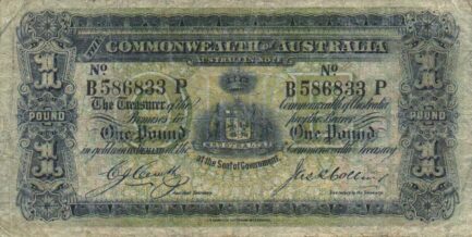 1 Australian Pound banknote - crowned australian arms
