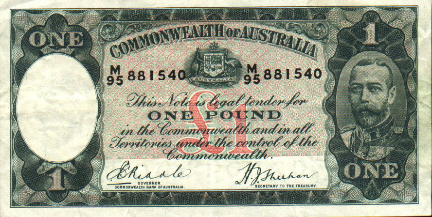 1 Australian Pound banknote - King George V