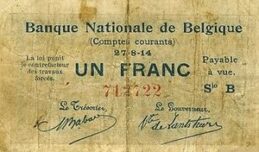 1 Belgian Franc banknote - Comptes courants