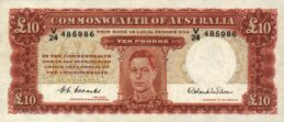 10 Australian Pounds banknote