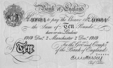 10 British Pounds banknote - white note