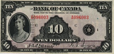 10 Canadian Dollars banknote - Princess Mary series 1935