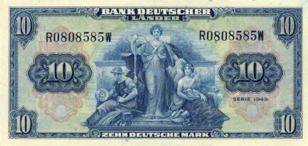 10 Deutsche Marks banknote - Bank Deutcher Länder 1949