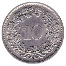 10 Rappen coin Switzerland obverse accepted for exchange