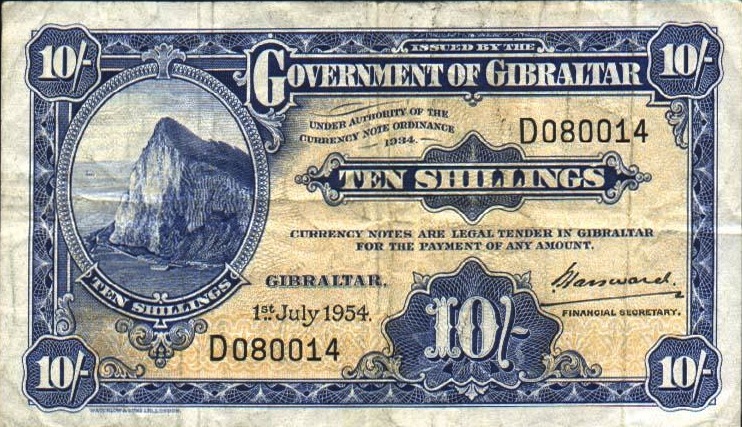 10 Shillings banknote Gibraltar - Rock of Gibraltar series