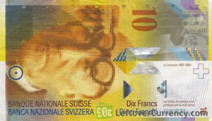 10 Swiss Francs banknote Charles Edourd Jeanneret Gris 8th series obverse accepted for exchange