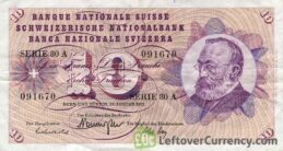 10 Swiss Francs banknote Gottfried Keller 5th series obverse accepted for exchange