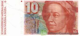 10 Swiss Francs banknote Leonhard Euler 7th series obverse accepted for exchange