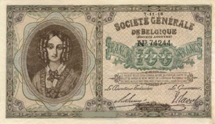 100 Belgian Francs banknote - Societe Generale