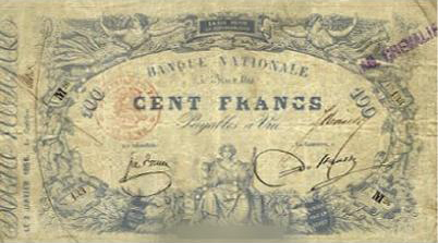 100 Belgian Francs banknote - type 1856