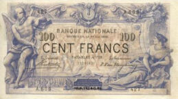 100 Belgian Francs banknote - type 1869 black font