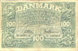 100 Danish Kroner banknote 1944-1946 issue