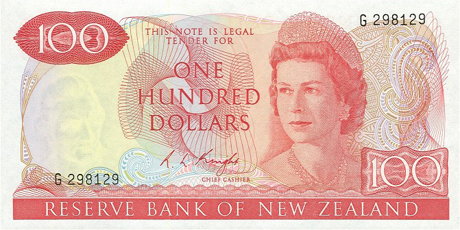 100 New Zealand Dollars banknote series 1967