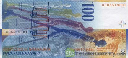 100 Swiss Francs banknote Alberto Giacometti 8th series reverse accepted for exchange