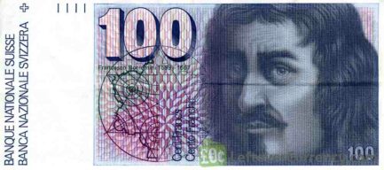 100 Swiss Francs banknote Francesco Borromini 7th series obverse accepted for exchange