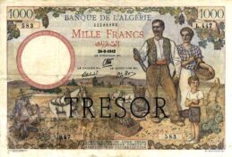 1000 French Francs banknote - Banque de l'Algerie