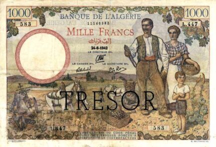 1000 French Francs banknote - Banque de l'Algerie