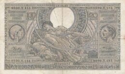 101 Belgian Francs (20 Belgas) banknote - type Vloors gray French-Dutch