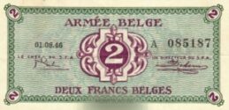 2 Belgian Francs banknote - Armée Belge