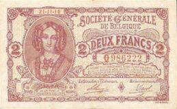 2 Belgian Francs banknote - Societe Generale