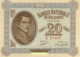 20 Belgian Francs banknote - Comptes courants
