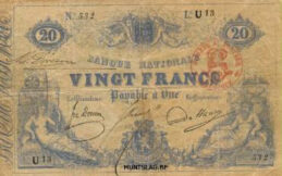 20 Belgian Francs banknote - type 1851 blue