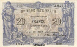 20 Belgian Francs banknote - type 1892