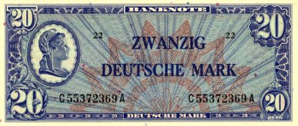 20 Deutsche Marks banknote type Liberty - Bank Deutcher Länder