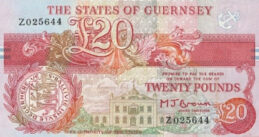 20 Guernsey Pounds banknote - Admiral Lord James Saumarez