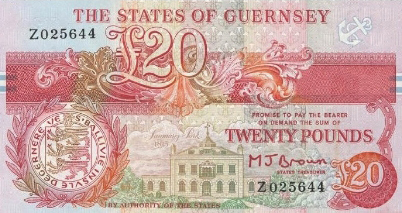 20 Guernsey Pounds banknote - Admiral Lord James Saumarez